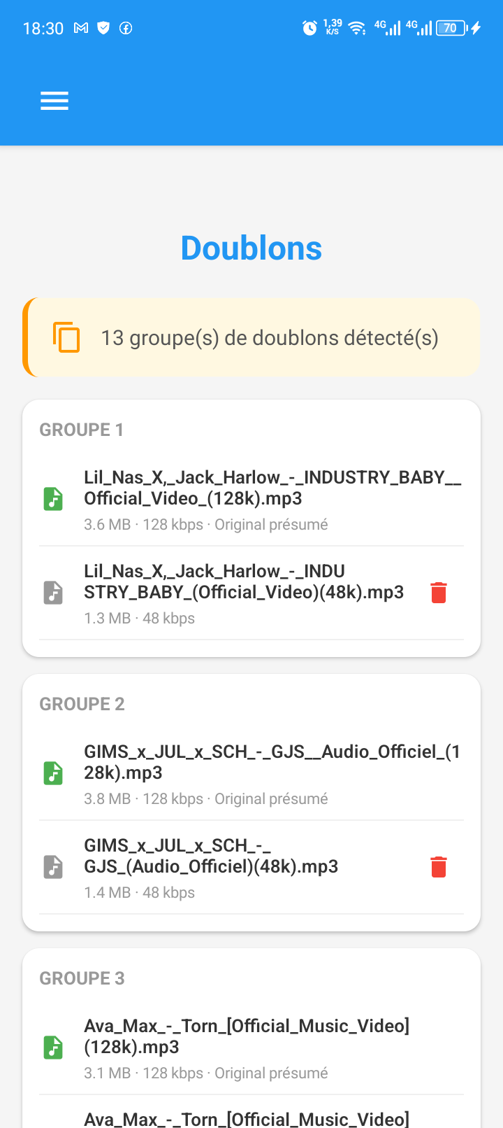 Doublons Android